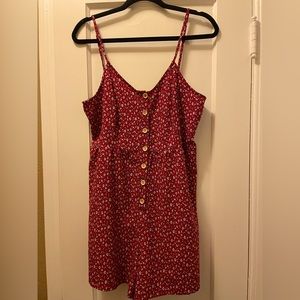 SHIEN 0XL Red Floral Ditsy Romper Dress / Excellent Condition ❤️🌹